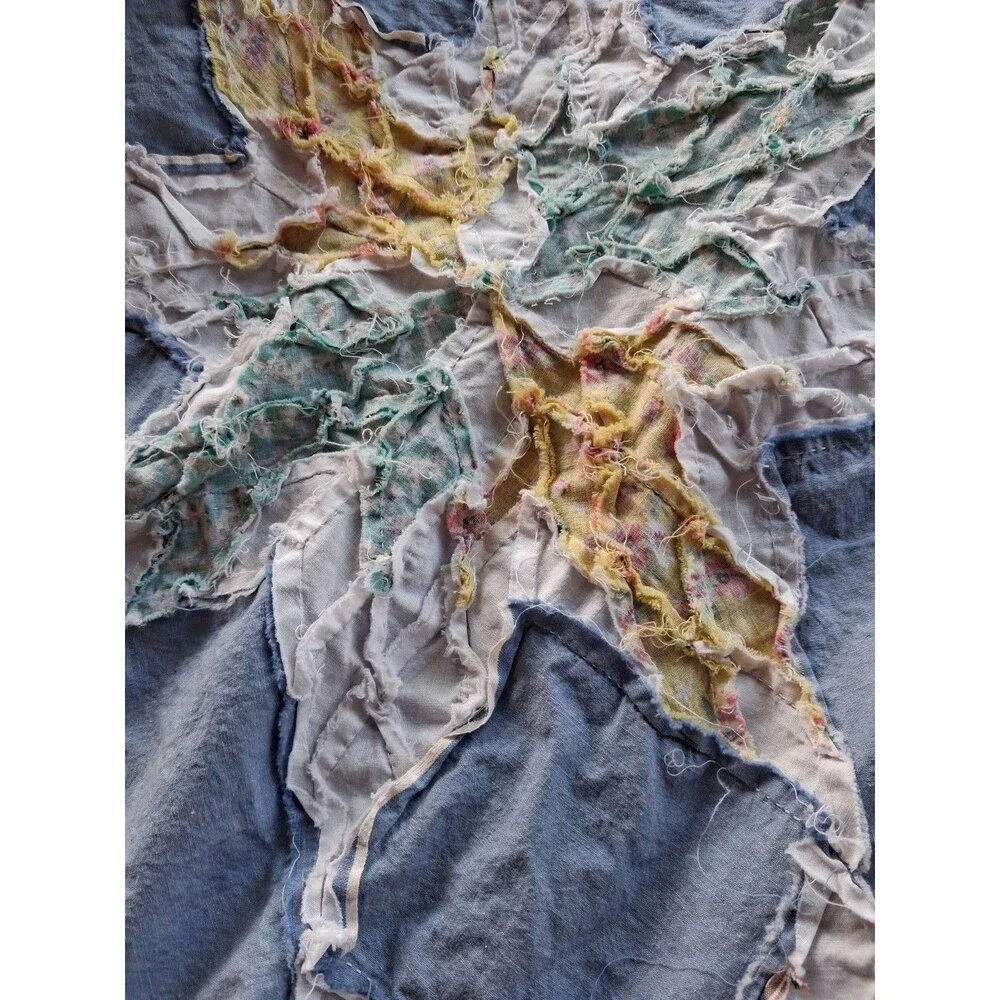 Vtg Hand Stitched Quilt Top Patchwork Dove Birds Star Large 81